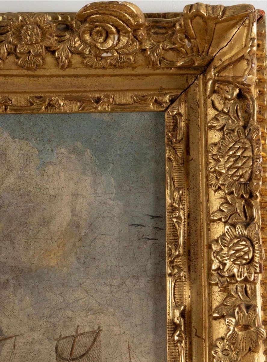 18th Century French School - Fishing Return (82 X 69 Cm) - 18th Century Gilded Wood Frame-photo-1