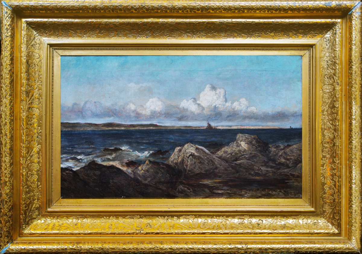 Alexander Wüst (1837-1876) - Bord de mer aux rochers, Norvège, 1875 - Huile sur toile -photo-2