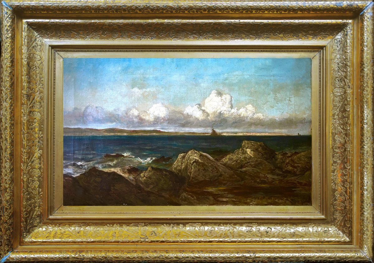 Alexander Wüst (1837–1876) – Seashore With Rocks, Norway, 1875 – Oil On Canvas 
