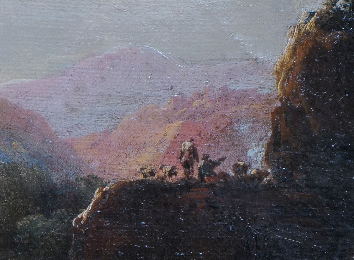 18th-century Italianate School - Lively Mountain Landscape With A Stone Bridge (32x45 Cm)-photo-1