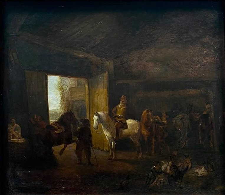 Stable - 19th-century European School, After Pieter Wouwerman. (36 × 40 Cm - Frame 59 × 54)-photo-2