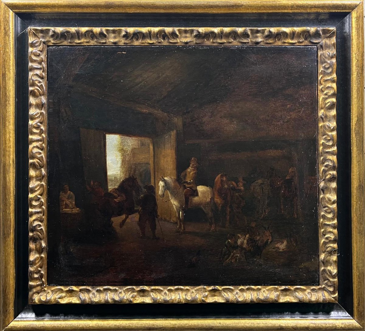 Stable - 19th-century European School, After Pieter Wouwerman. (36 × 40 Cm - Frame 59 × 54)