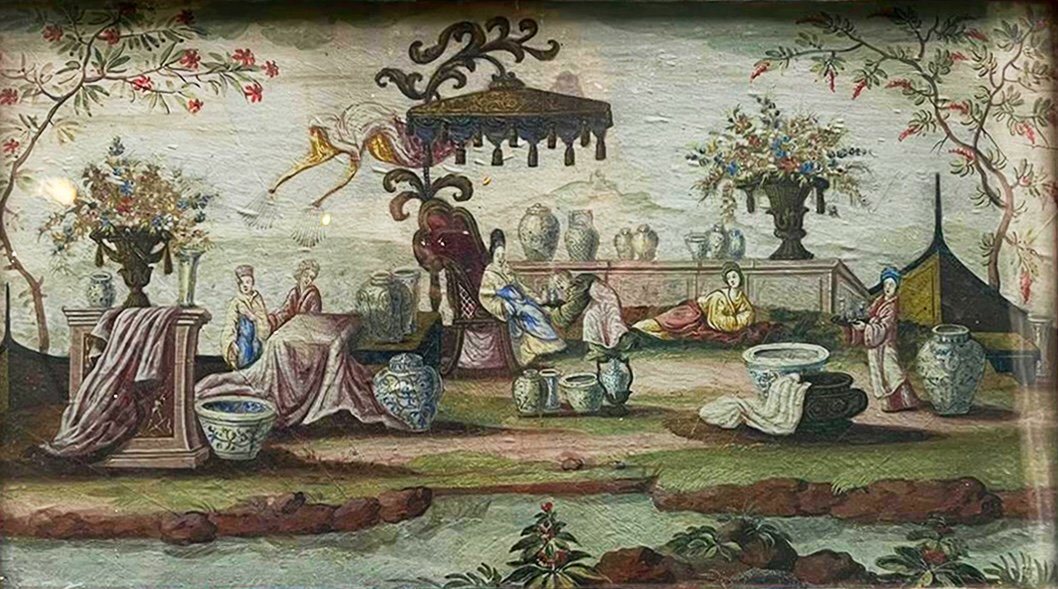 18th Century - Fan Panel Painted With Chinese Motifs - 24.5 X 43 Cm -photo-2