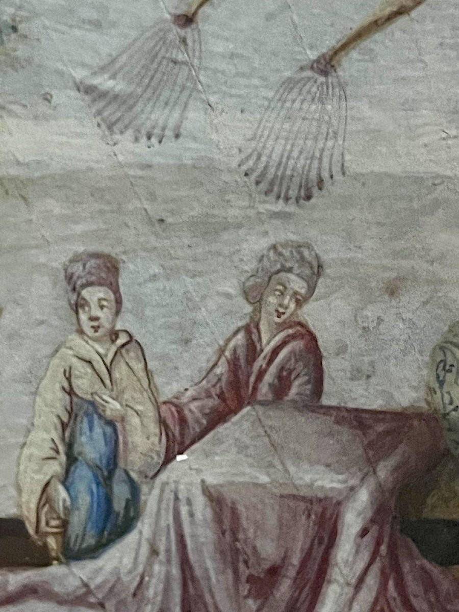 18th Century - Fan Panel Painted With Chinese Motifs - 24.5 X 43 Cm -photo-4