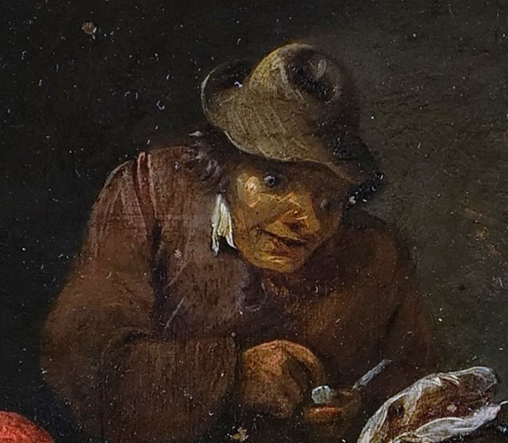 Tavern Scene Attributed To Matthieu Van Helmont (1623–1679), Oil On Copper, 17 × 22.5 Cm-photo-1