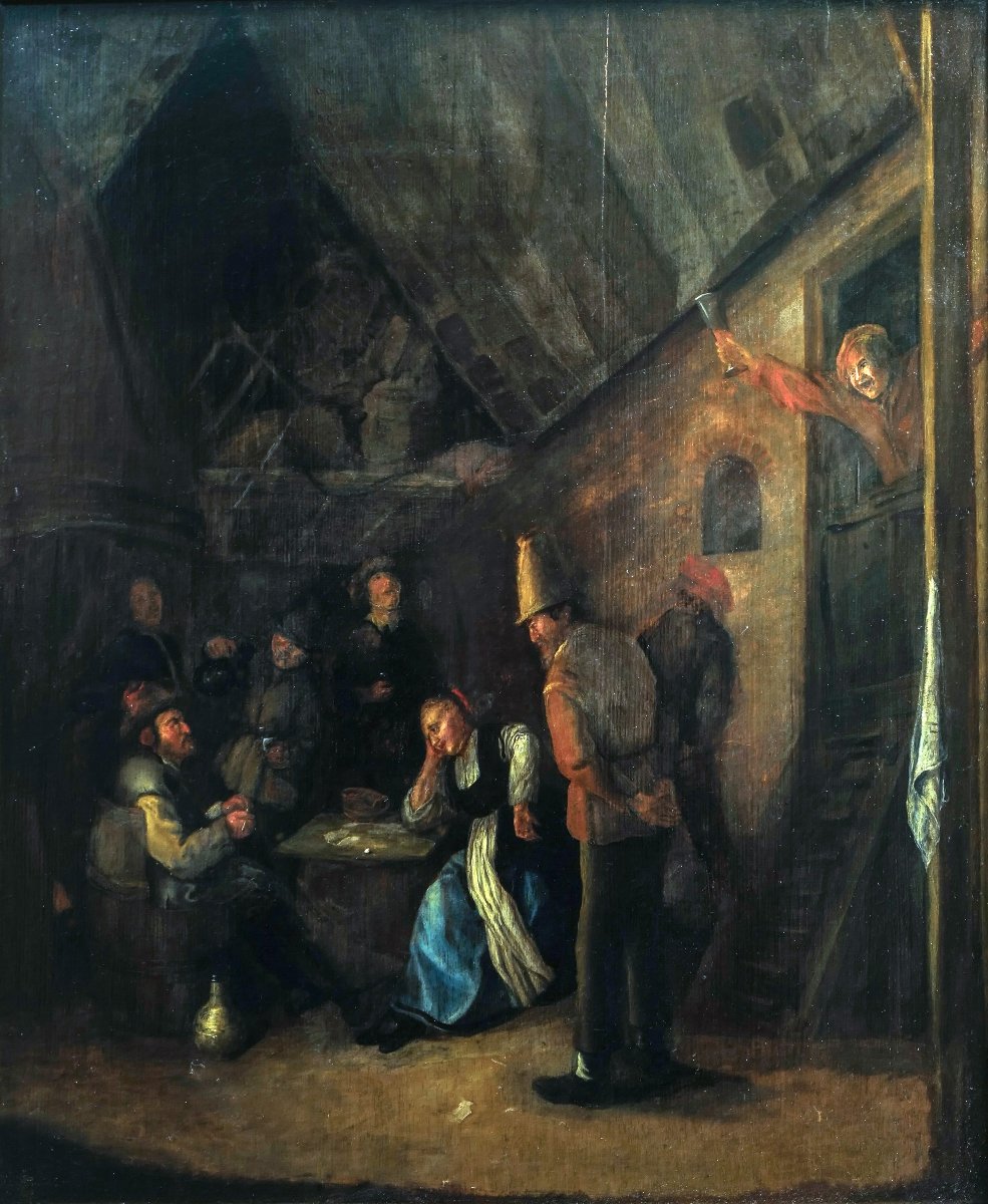 “gamblers And Drinkers” By Gerrit Lundens (amsterdam 1622–1686) 58 X 49 Cm