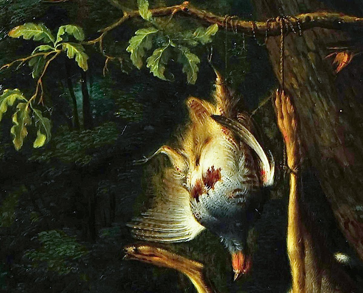 Nature morte aux gibiers attrib. Philip Ferdinand de Hamilton (1664-1750) hsp 32 X 24 cm-photo-3