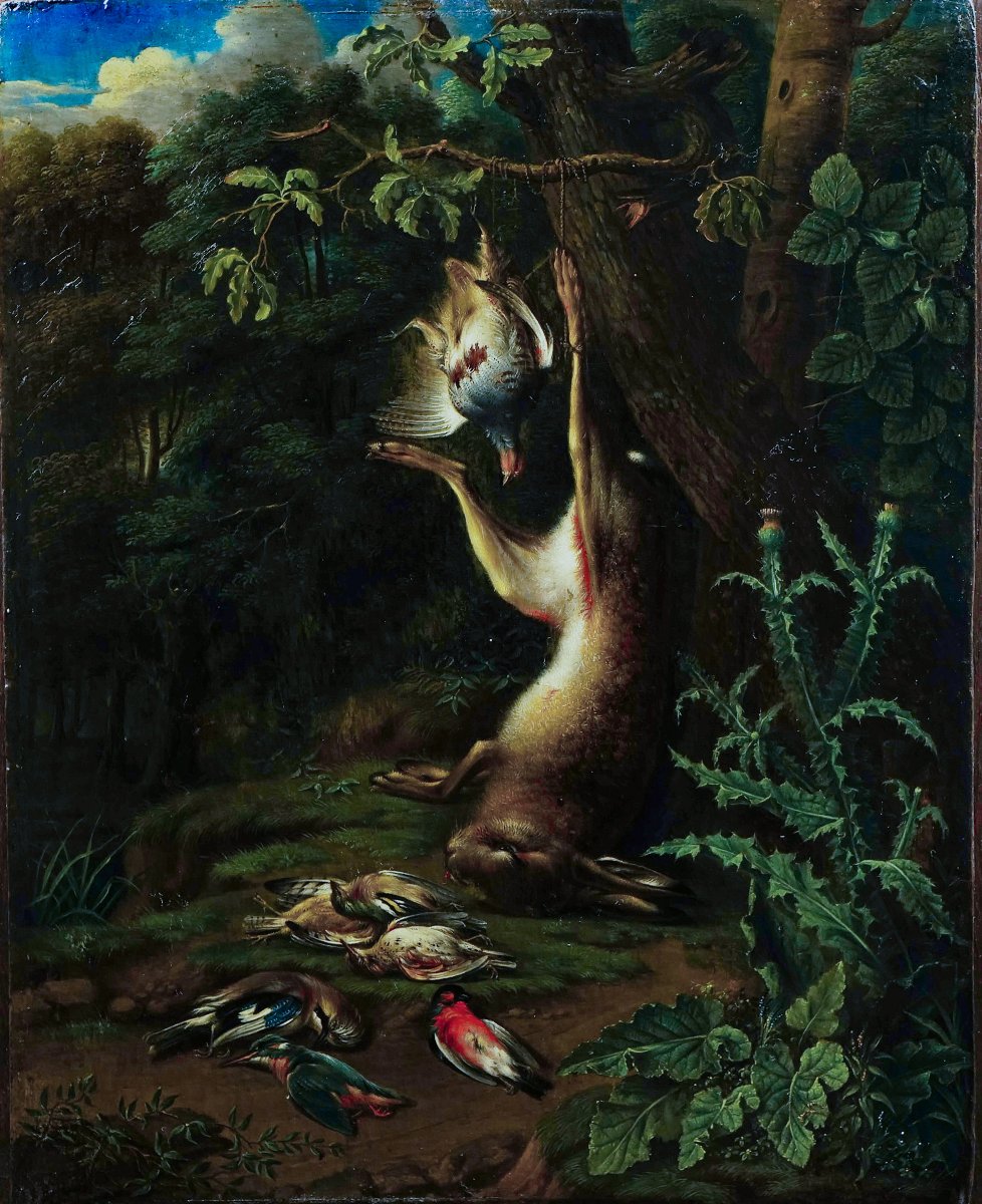 Nature morte aux gibiers attrib. Philip Ferdinand de Hamilton (1664-1750) hsp 32 X 24 cm