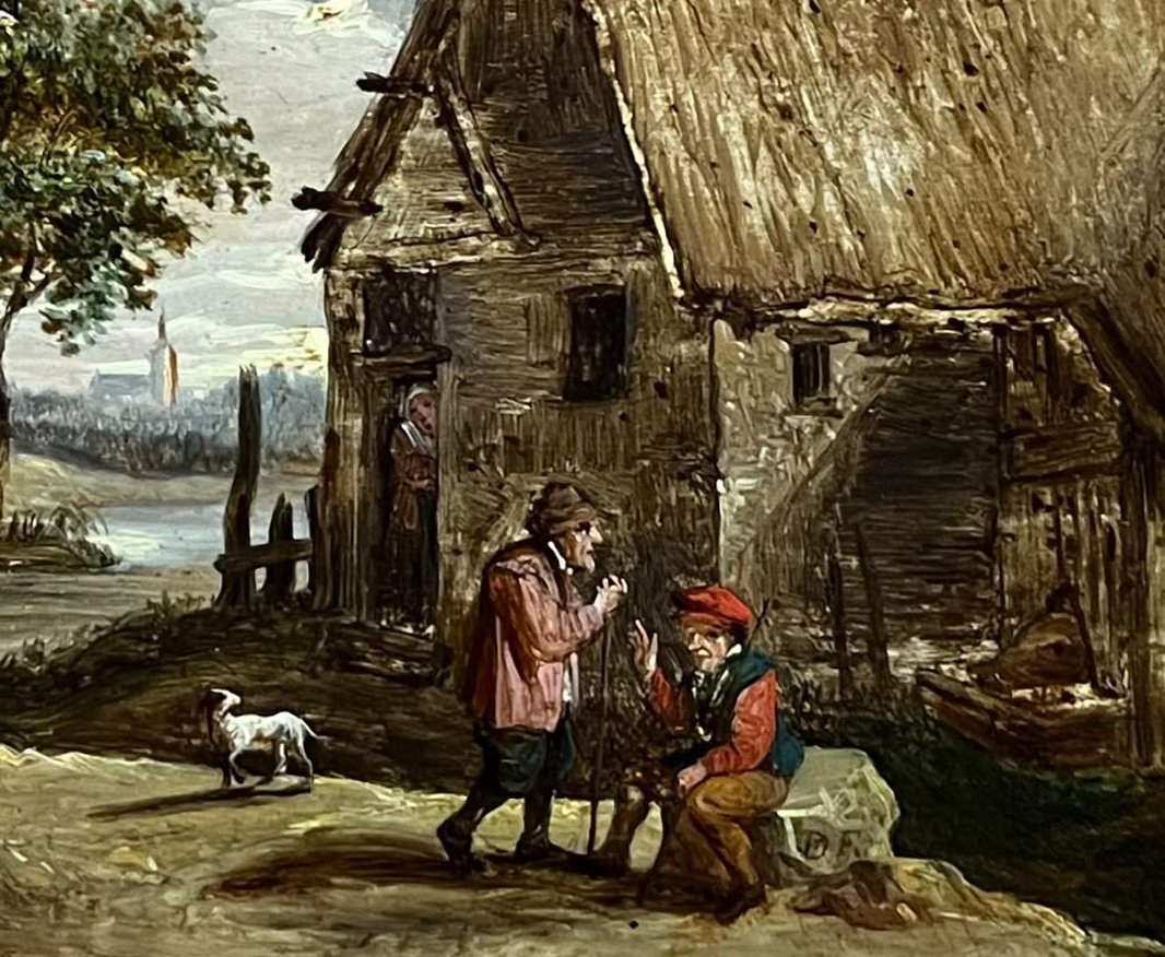 École flamande fin XVIIe siècle Dans le goût de David Teniers le Jeune (1610-1690) 17 X 21 cm-photo-3