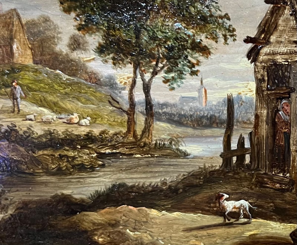 École flamande fin XVIIe siècle Dans le goût de David Teniers le Jeune (1610-1690) 17 X 21 cm-photo-4