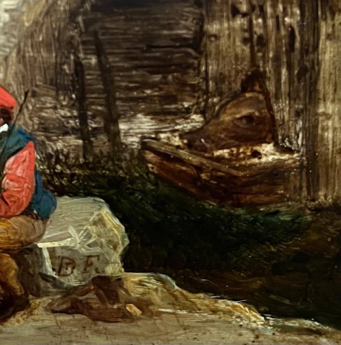 École flamande fin XVIIe siècle Dans le goût de David Teniers le Jeune (1610-1690) 17 X 21 cm-photo-1