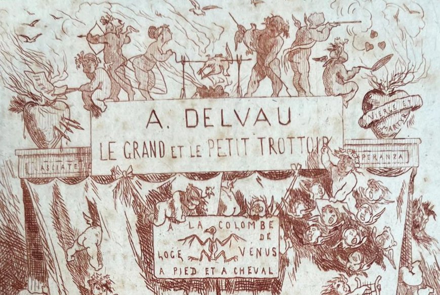  Félicien Rops - The Big And The Little Sidewalk - Red Chalk Etching, Signed In Pencil -photo-4