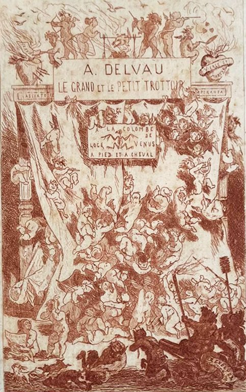  Félicien Rops - The Big And The Little Sidewalk - Red Chalk Etching, Signed In Pencil 