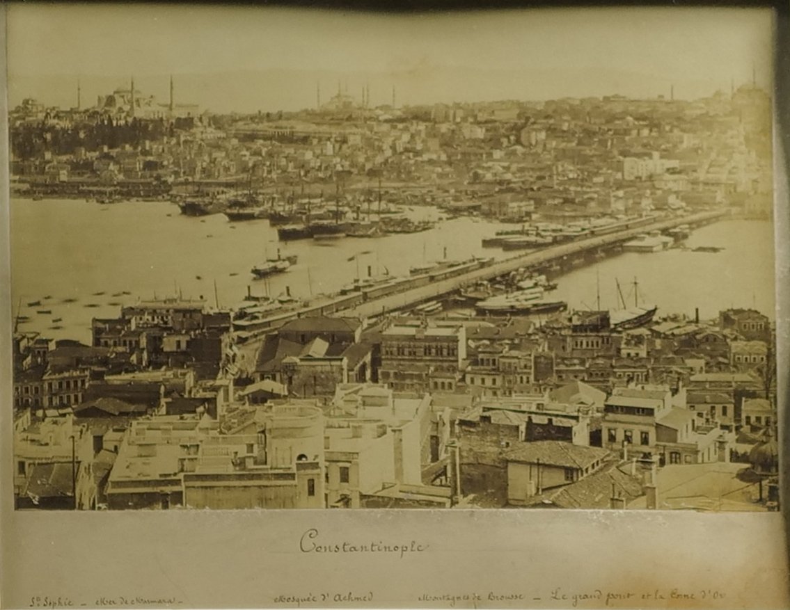 Constantinople (istanbul) – The Golden Horn And The Galata Bridge - Albumen Print (28 X 33 Cm)-photo-2