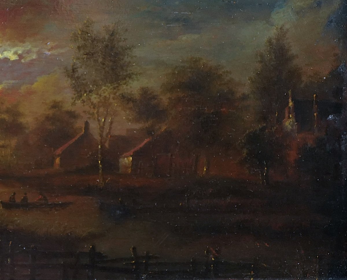 Aert Van Der Neer (1603–1677)  River Landscape In Moonlight (28 × 38 Cm)-photo-4