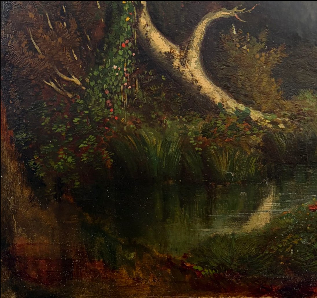 Adolphe BALFOURIER (1816-1898)  Souvenir du parc Chigi à Ariccia (45 × 51 cm avec cadre)-photo-1
