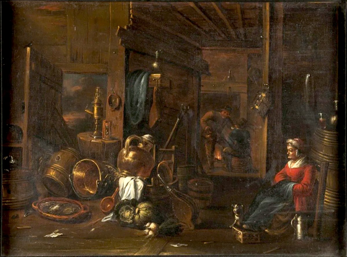 17th-century Flemish - Hendrick Martensz Sorgh (1611–1670) Kitchen Scene  - 100 × 81 Cm-photo-2