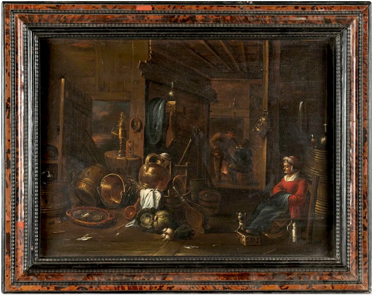 17th-century Flemish - Hendrick Martensz Sorgh (1611–1670) Kitchen Scene  - 100 × 81 Cm
