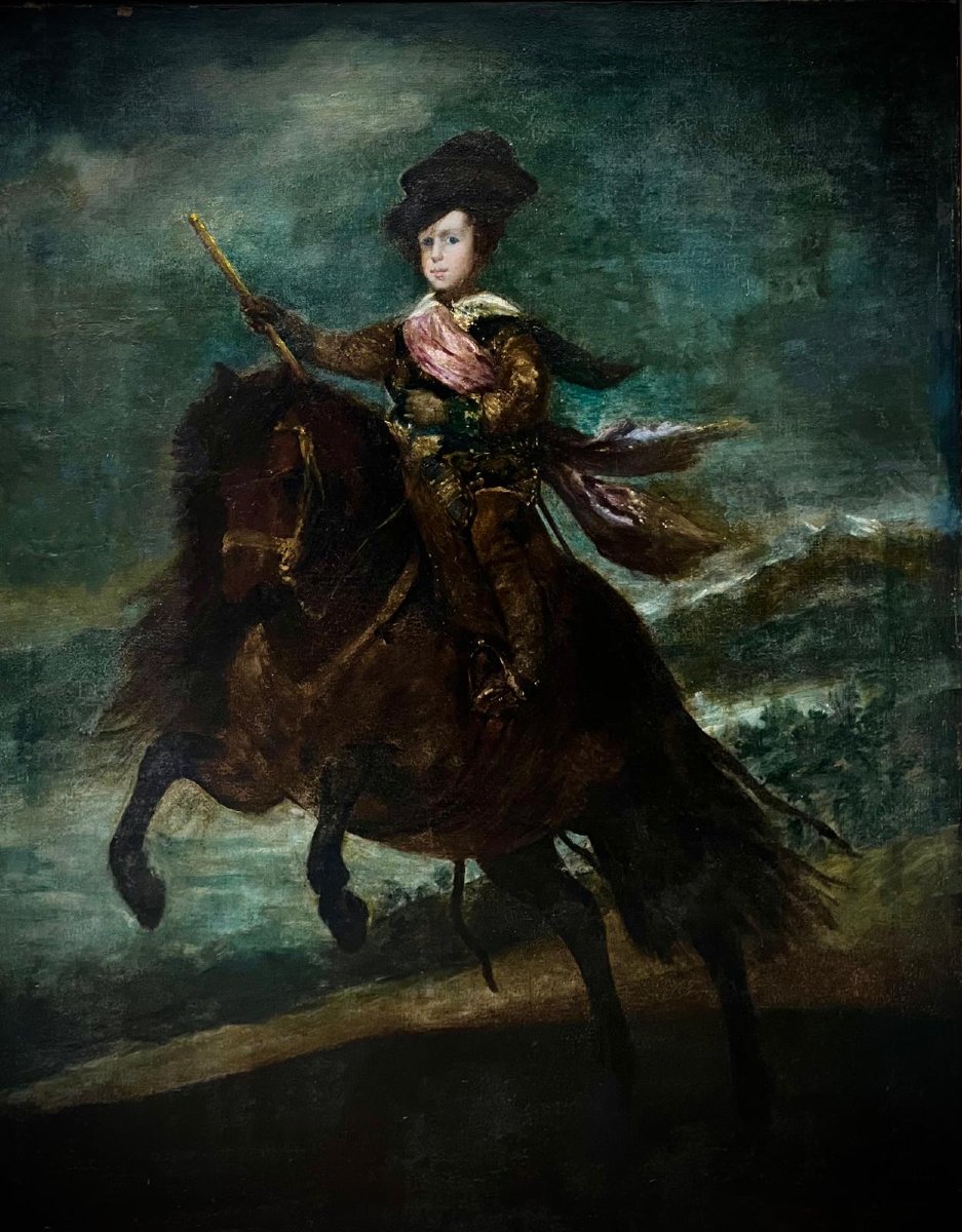 L’Infant Baltasar Carlos à cheval — D’après Diego Velázquez — Début du XIXe siècle (1m X 1,23m)-photo-2