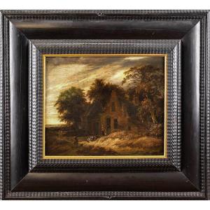 Paysage animé attribué à Roelof van Vries 1630 - 1681 (33 X 40 cm)
