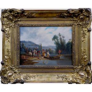 École française  XIXe siècle, dans le goût de Jean-Baptiste Le Prince (25,4 X 32,5 cm)