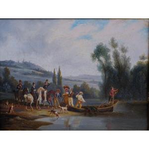 École française XIXe siècle, dans le goût de Jean-Baptiste Le Prince (25,4 X 32,5 cm)