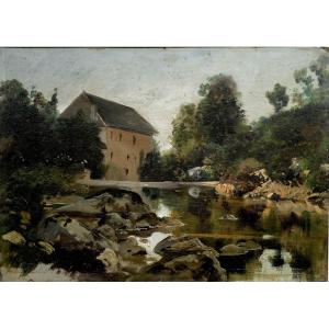 Maison au bord de l’eau (22 X 30 cm) par Guy Louis (1824 - 1898)