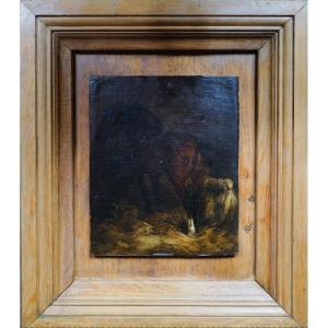Cheval de trait à l'écurie (38 X 30 cm) par Gustave Colsoulle