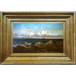 Alexander Wüst (1837-1876) - Bord de mer aux rochers, Norvège, 1875 - Huile sur toile