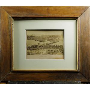 Constantinople (istanbul) – The Golden Horn And The Galata Bridge - Albumen Print (28 X 33 Cm)