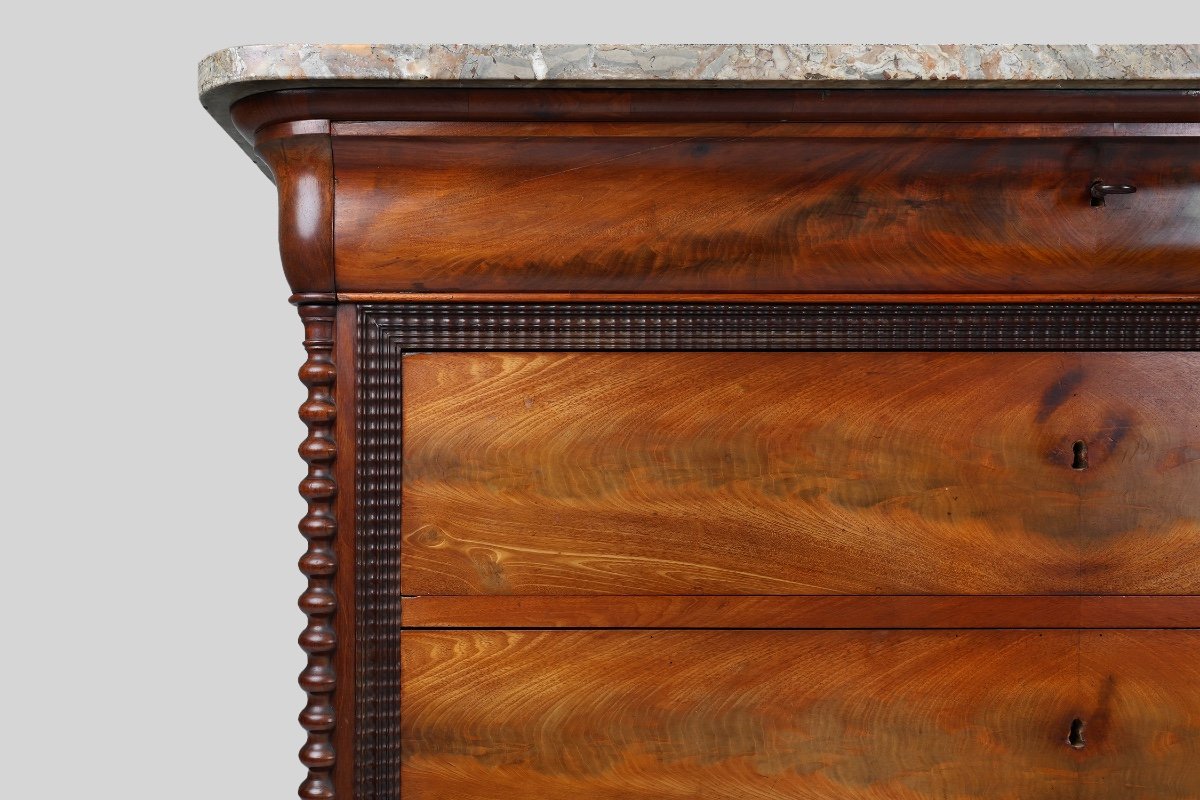 Commode Louis Philippe française avec plateau en marbre rose, années 1850-photo-2