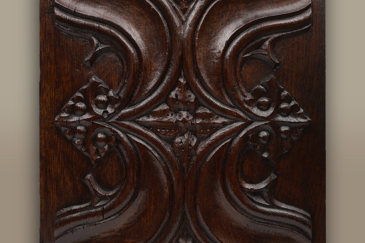 Gothic Oak Carved Panel, Belgium, 1500s-photo-2