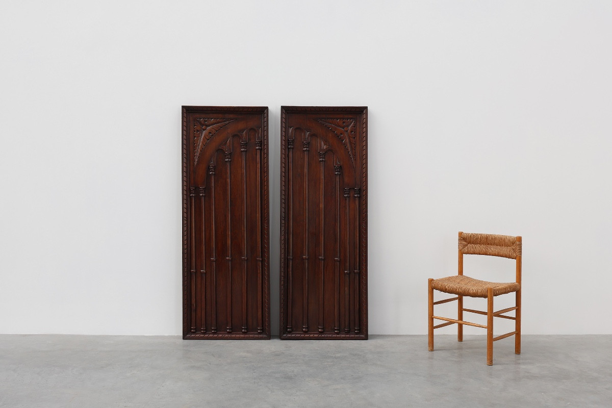 Pair Of Large Portuguese Oak Carved Wall Panels, Circa 1850-photo-3