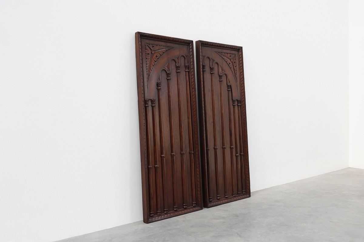 Pair Of Large Portuguese Oak Carved Wall Panels, Circa 1850-photo-3