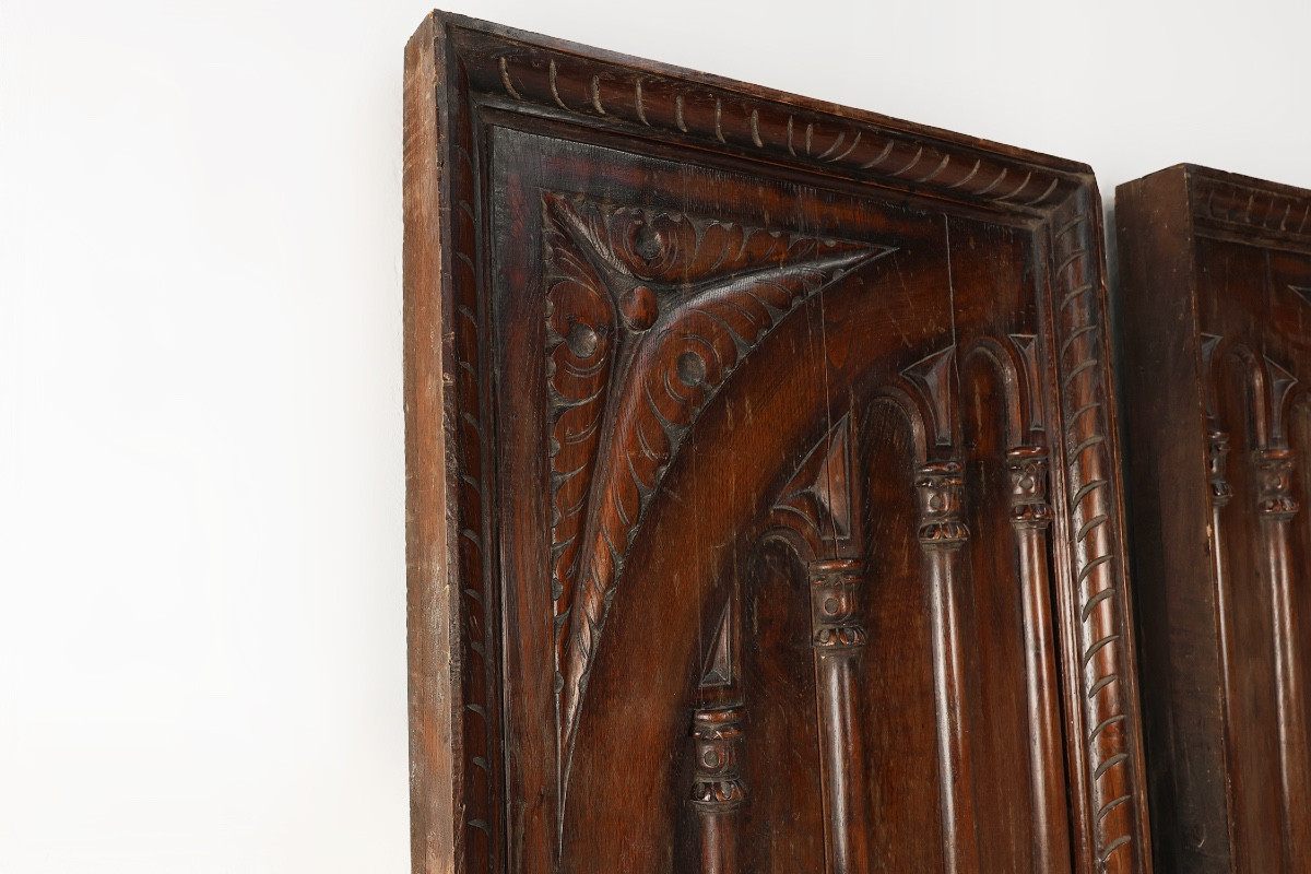 Pair Of Large Portuguese Oak Carved Wall Panels, Circa 1850-photo-7