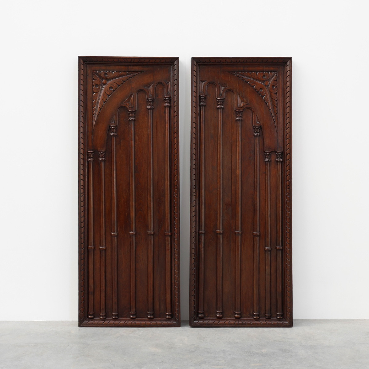 Pair Of Large Portuguese Oak Carved Wall Panels, Circa 1850