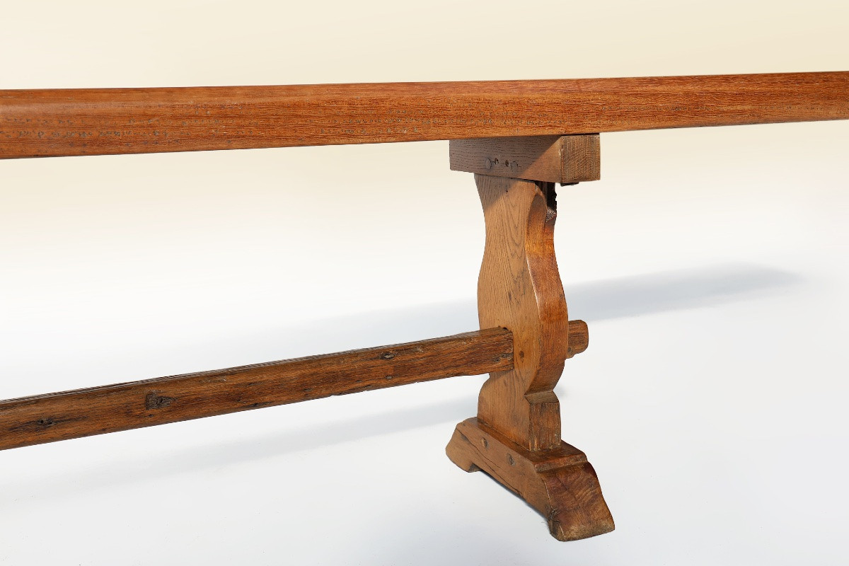 Extra-long Monastery Bench In Solid Elm Wood, France 1850-photo-3