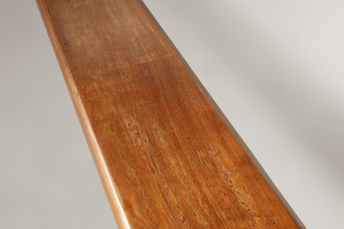 Extra-long Monastery Bench In Solid Elm Wood, France 1850-photo-7