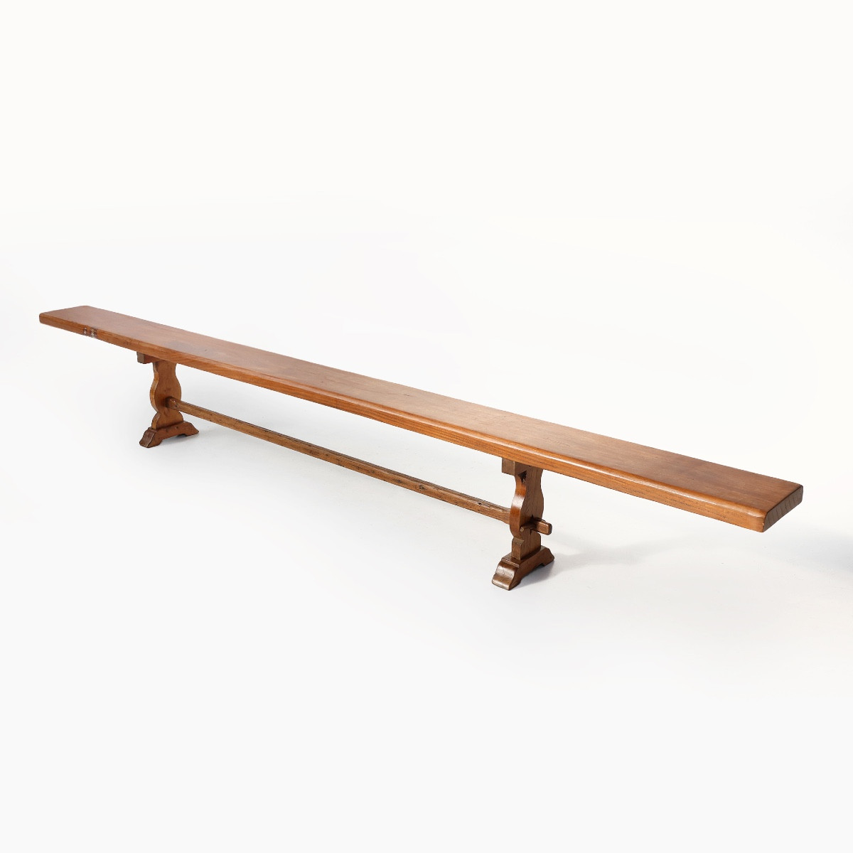 Extra-long Monastery Bench In Solid Elm Wood, France 1850