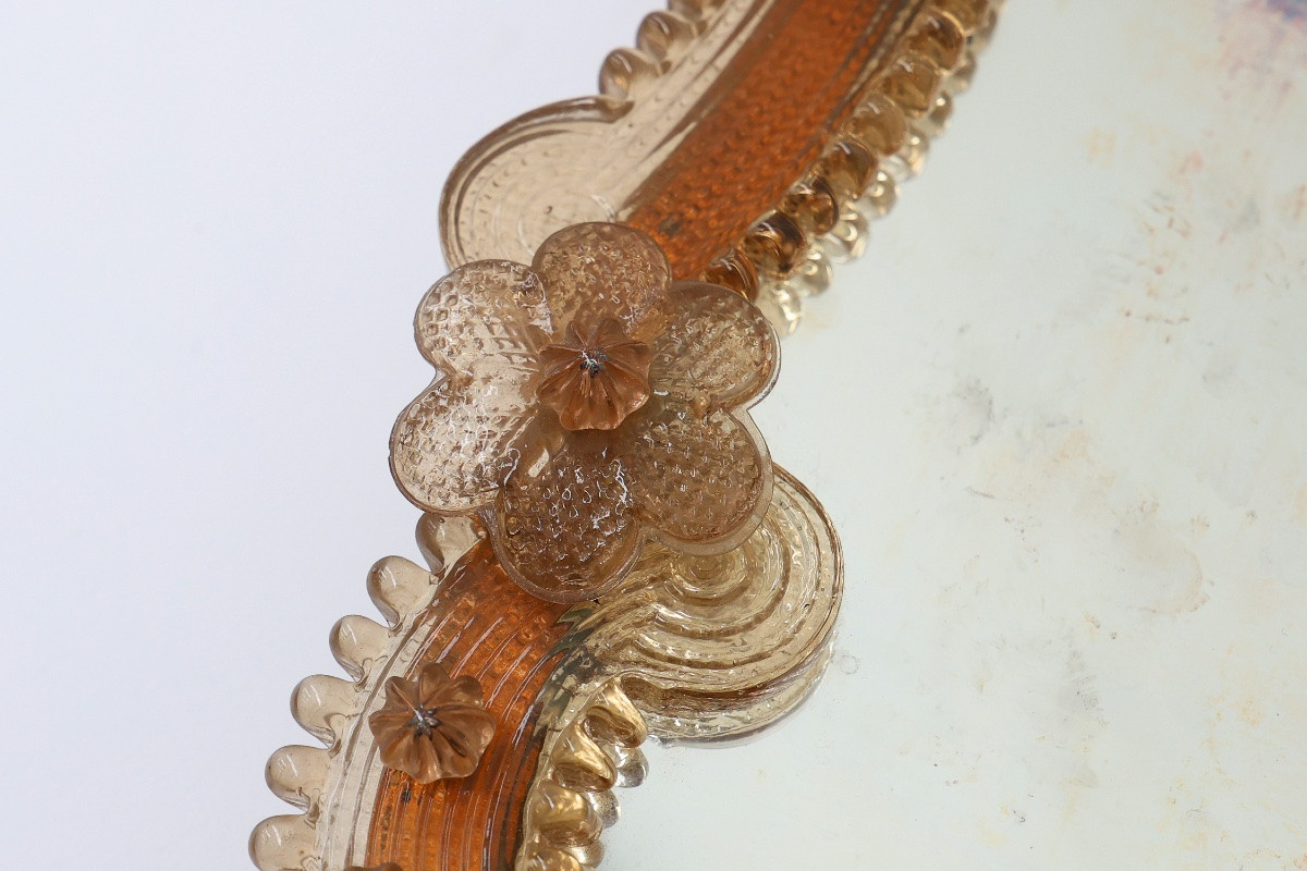      Rare grand miroir vénitien en verre de Murano par Art Venitien, modèle Campanile-photo-7