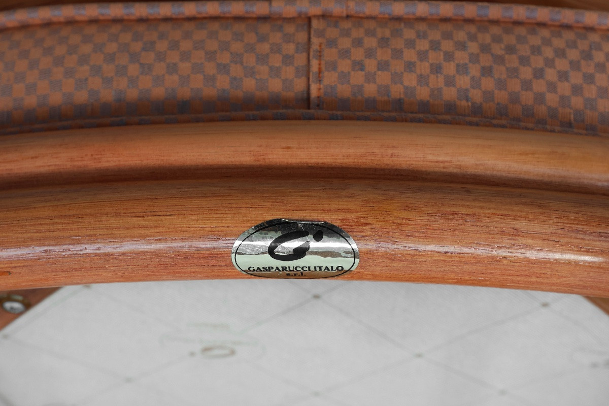 Ensemble de 6 chaises de salle à manger en bambou avec revêtement géométrique par Gasparucci-photo-3