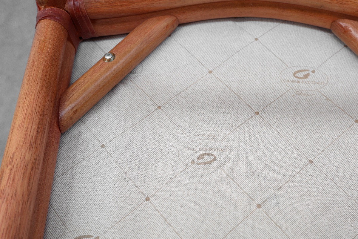 Ensemble de 6 chaises de salle à manger en bambou avec revêtement géométrique par Gasparucci-photo-8