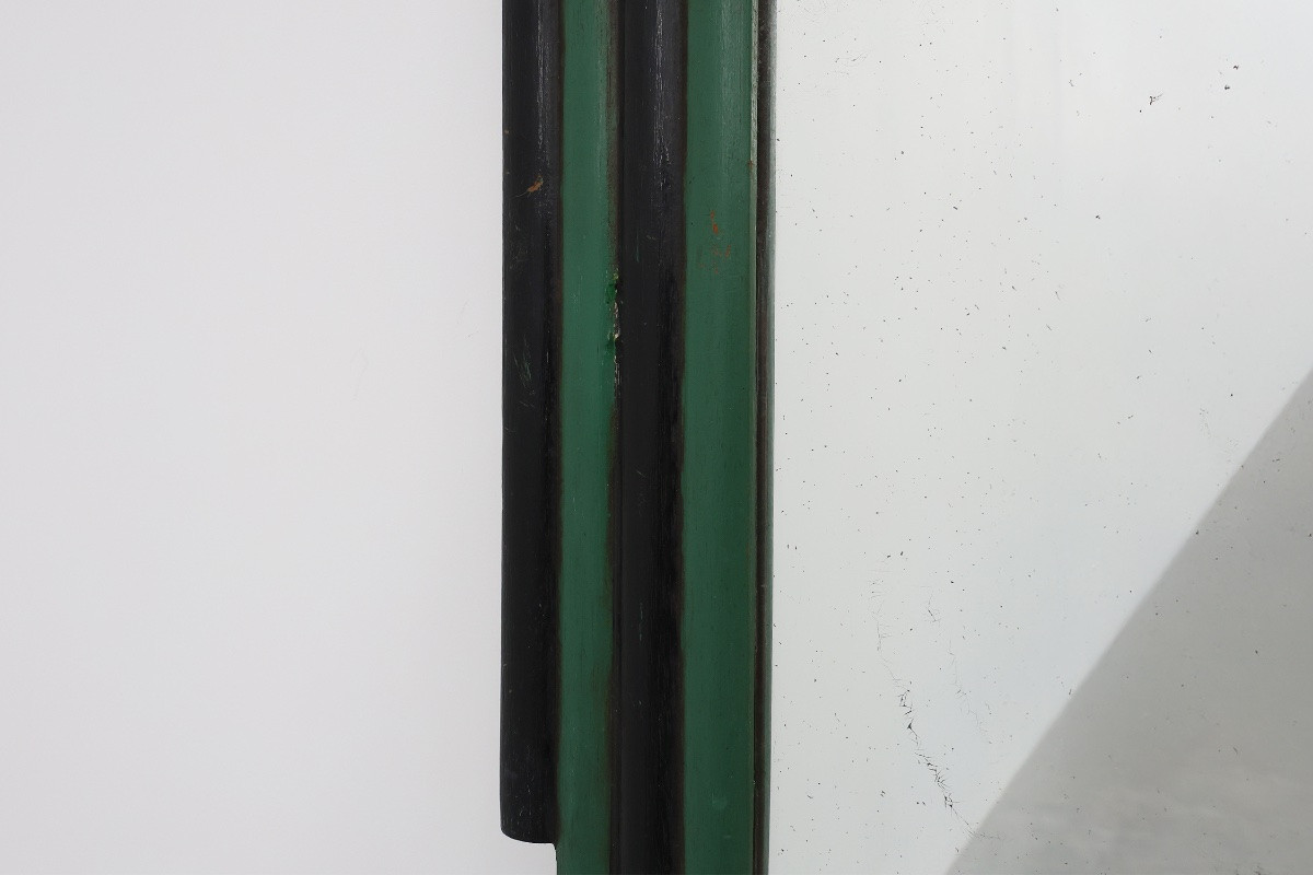 Miroir Art Déco français en bois sculpté vert, années 1930-photo-2