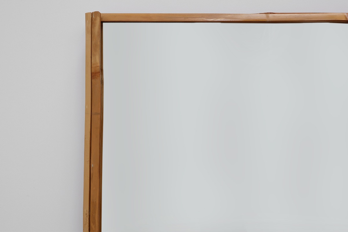 Large Vintage 70s Rectangular Ibiza Style Mirror With Bamboo Frame-photo-2