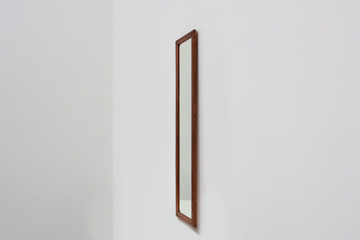 French art deco miroir en chêne sculpté cadre en bois, ca. 1930-photo-4