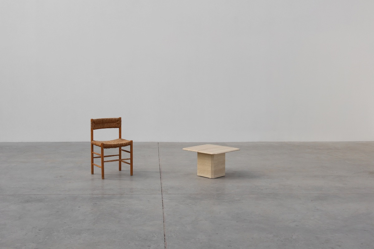      Mid-century Square Travertine Coffee Or Side Table, Italy, 1960s-photo-3
