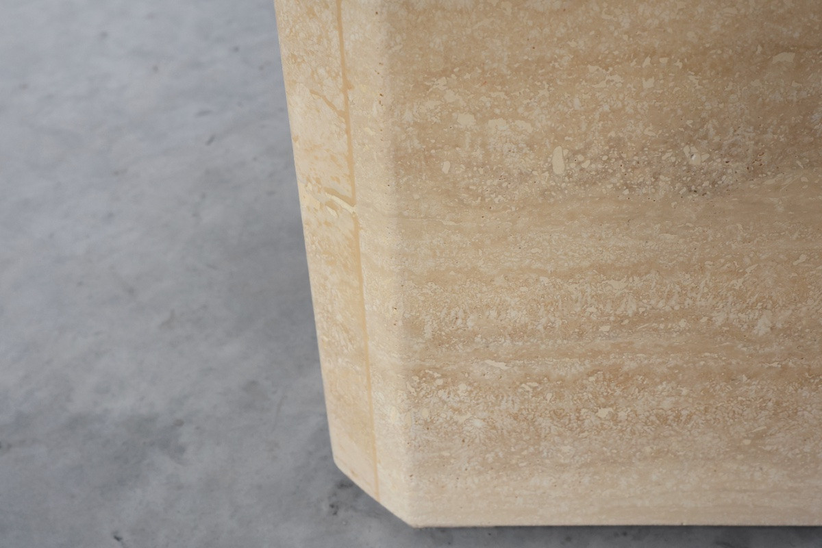      Mid-century Square Travertine Coffee Or Side Table, Italy, 1960s-photo-2