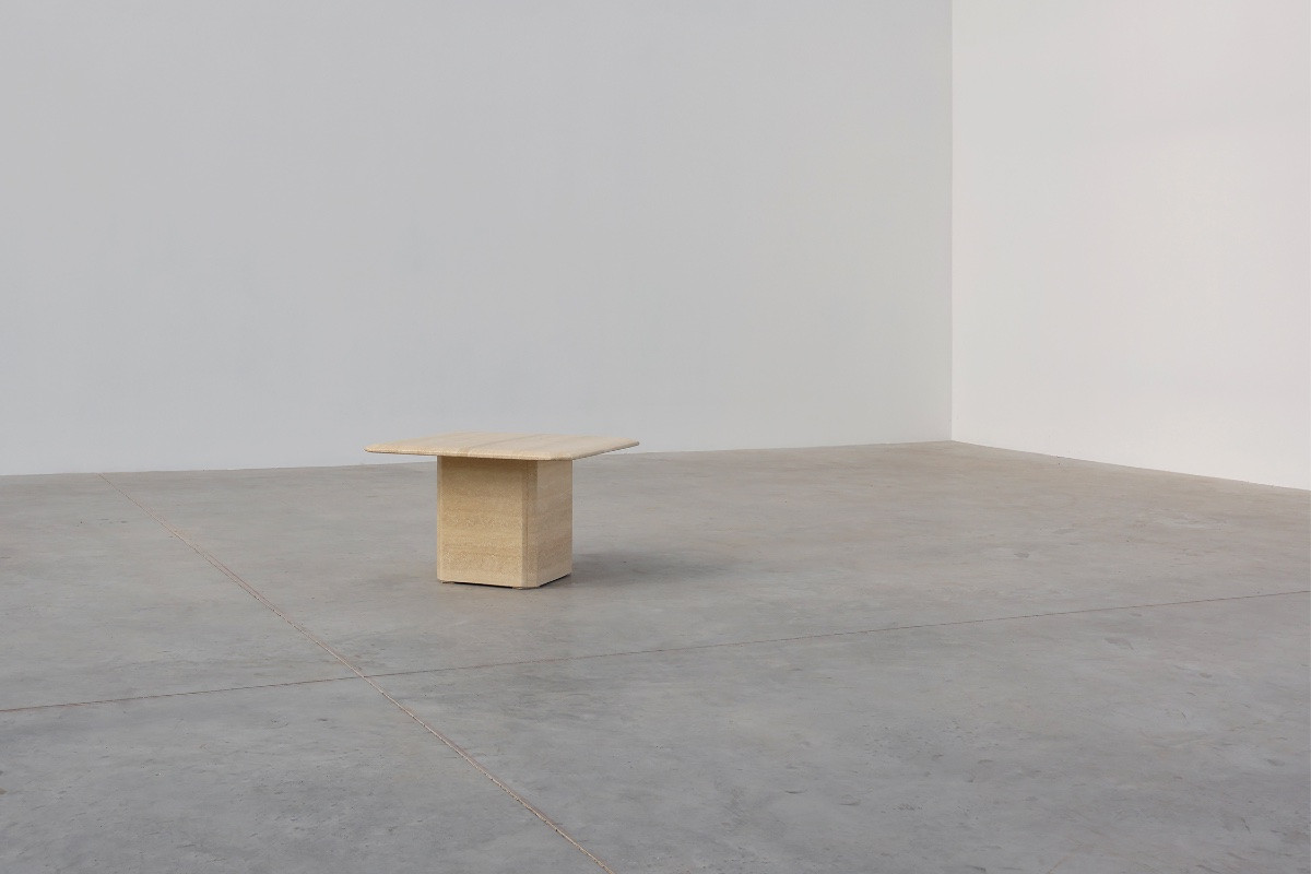      Mid-century Square Travertine Coffee Or Side Table, Italy, 1960s-photo-4