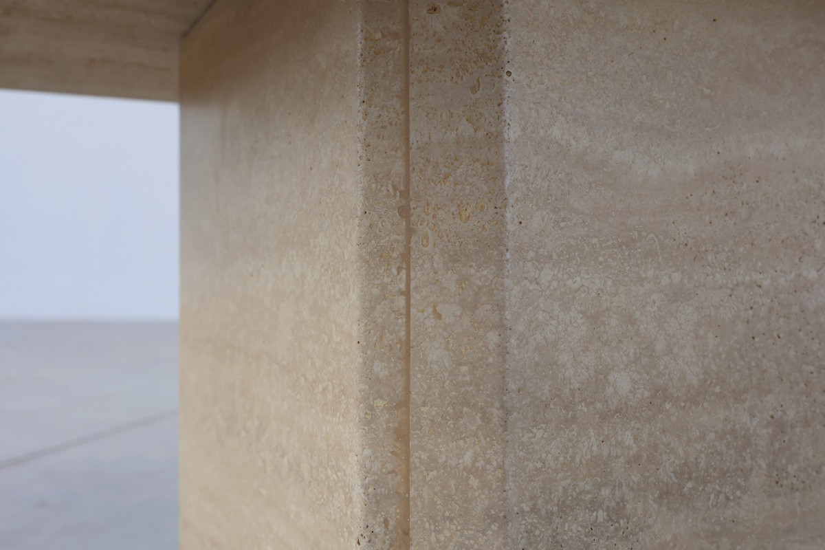      Mid-century Square Travertine Coffee Or Side Table, Italy, 1960s-photo-5