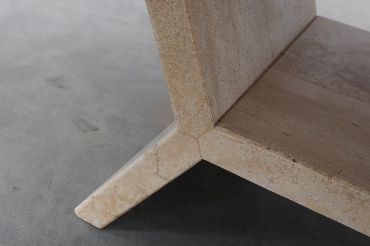 Sculptural Geometric Rectangular Travertine Coffee Table, Italy, 1960s-photo-1